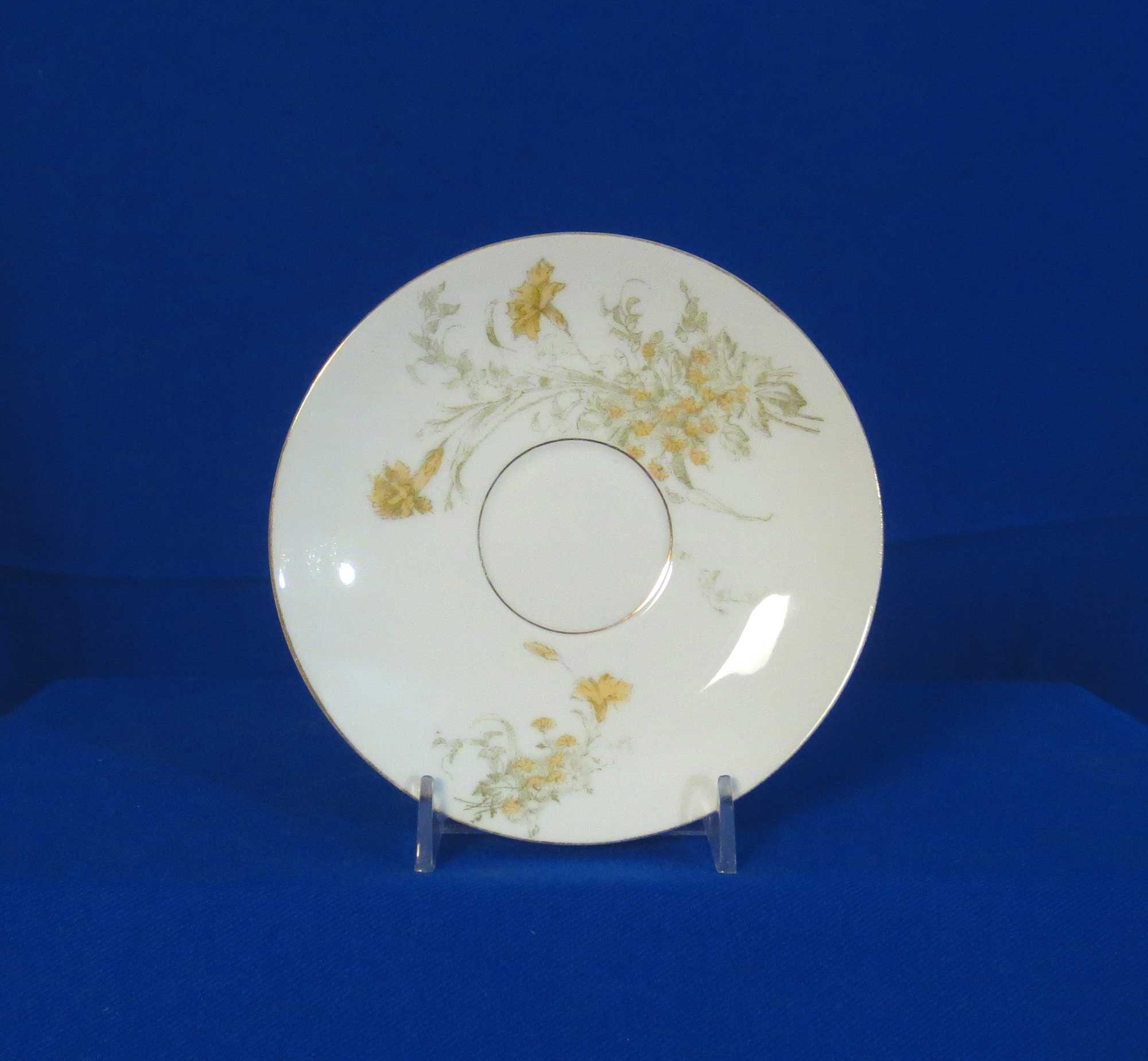 Austrian China AUH4 Saucer Yellow Carnations Floral Gold Austria